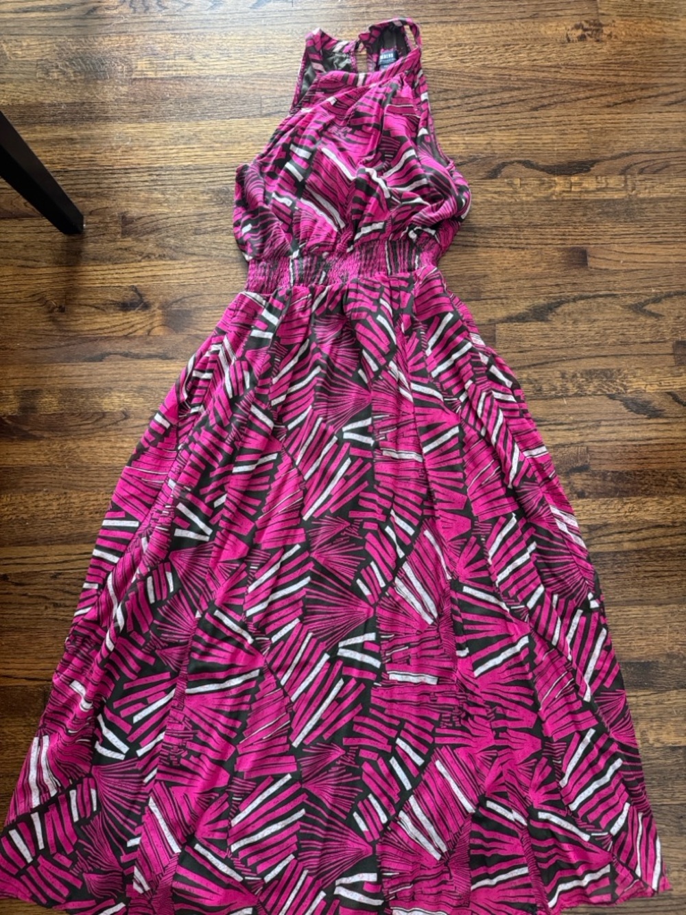 Maeve Fuchsia Pink & Black Patterned Maxi Dress